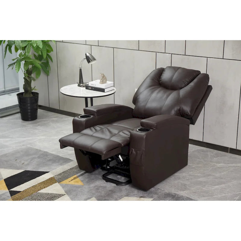 Recliner Chair Modern Recliner Sofa Faux Leather Recliners with Cup Holders, Remote Control