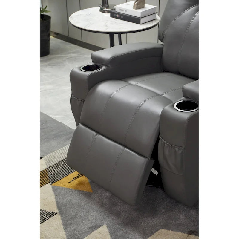 Recliner Chair Modern Recliner Sofa Faux Leather Recliners with Cup Holders, Remote Control