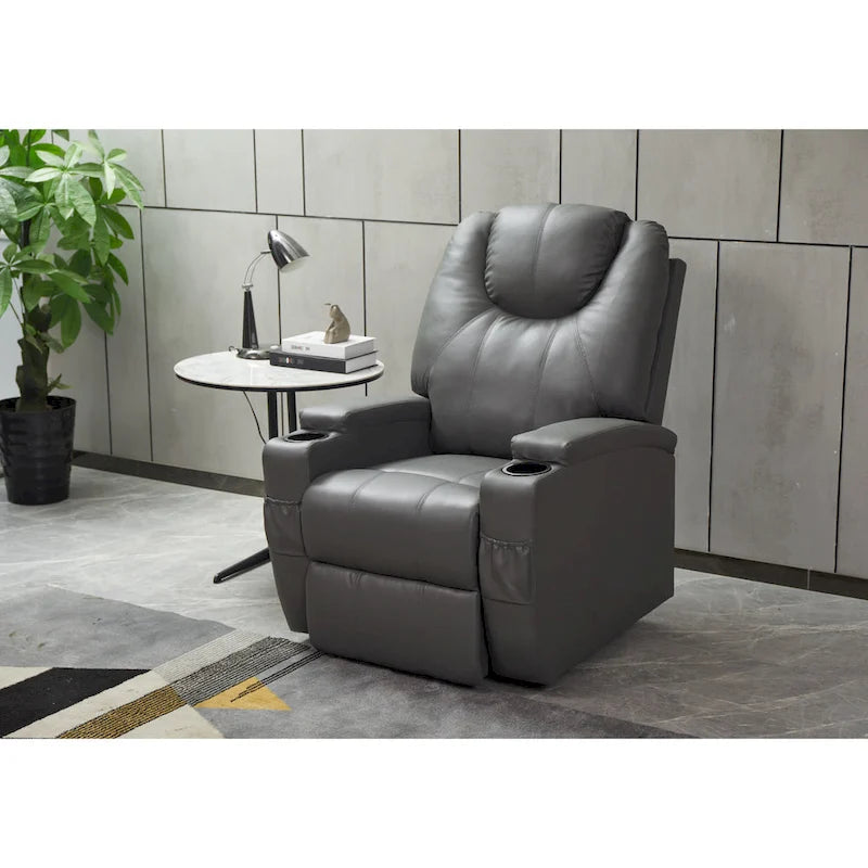 Recliner Chair Modern Recliner Sofa Faux Leather Recliners with Cup Holders, Remote Control