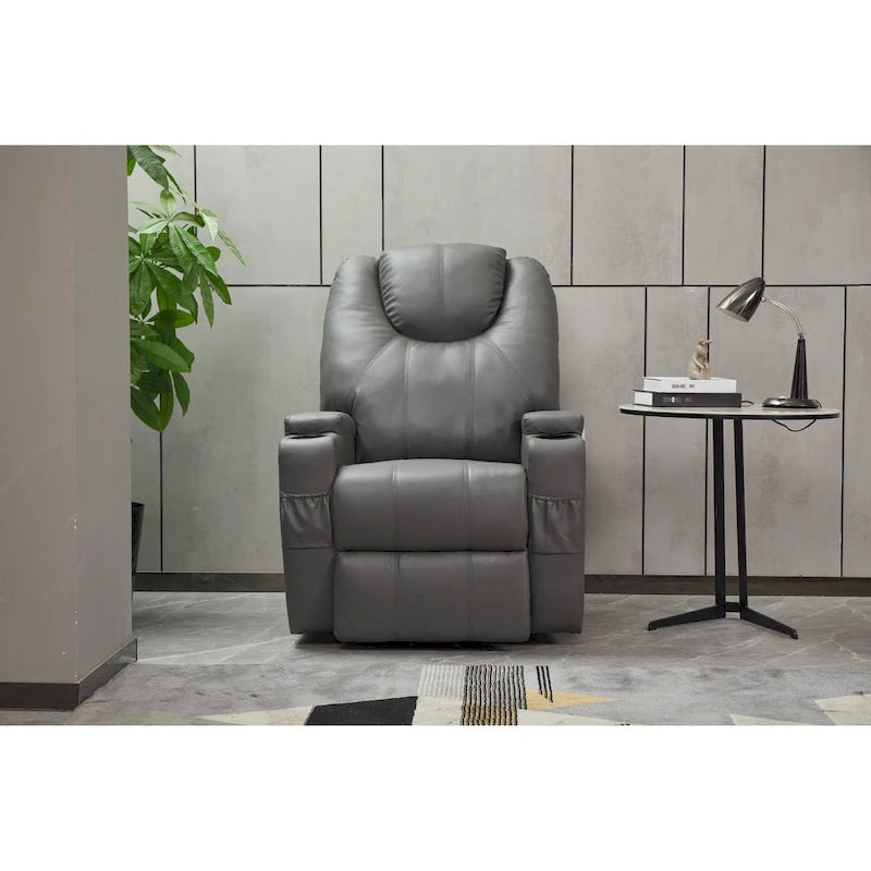 Recliner Chair Modern Recliner Sofa Faux Leather Recliners with Cup Holders, Remote Control