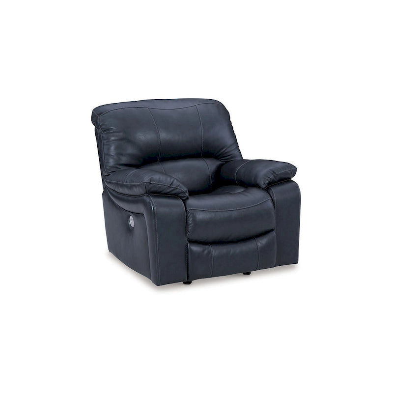 Power Rocker Recliner Chair, Soft Ocean Blue Leather, USB Port