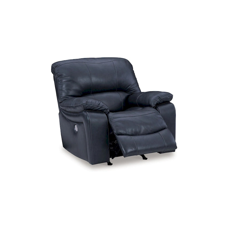 Power Rocker Recliner Chair, Soft Ocean Blue Leather, USB Port