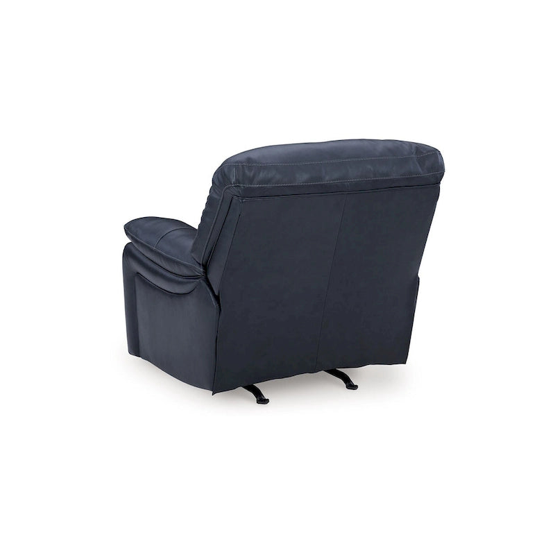 Power Rocker Recliner Chair, Soft Ocean Blue Leather, USB Port
