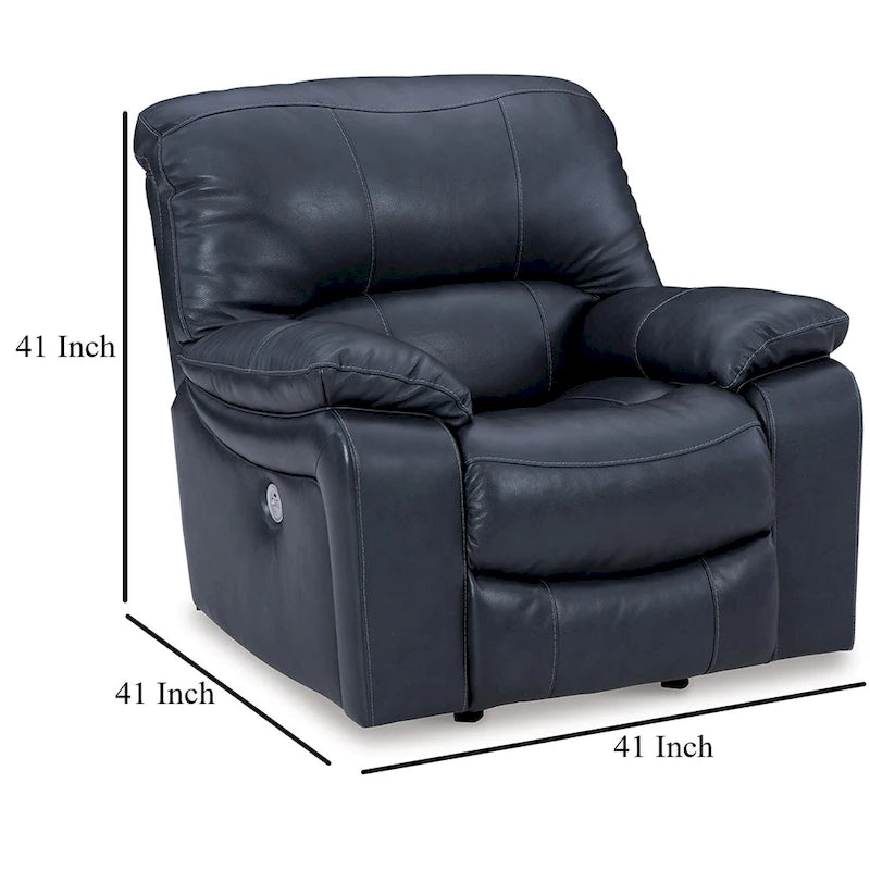 Power Rocker Recliner Chair, Soft Ocean Blue Leather, USB Port