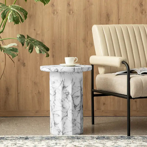 20.75H Modern Faux Marble Side Table