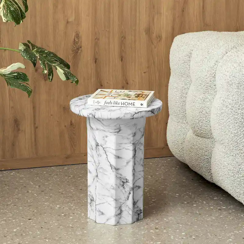 20.75H Modern Faux Marble Side Table