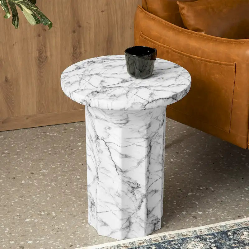 20.75H Modern Faux Marble Side Table