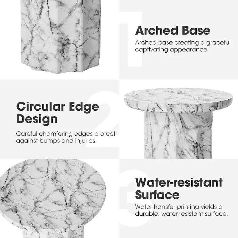 20.75H Modern Faux Marble Side Table