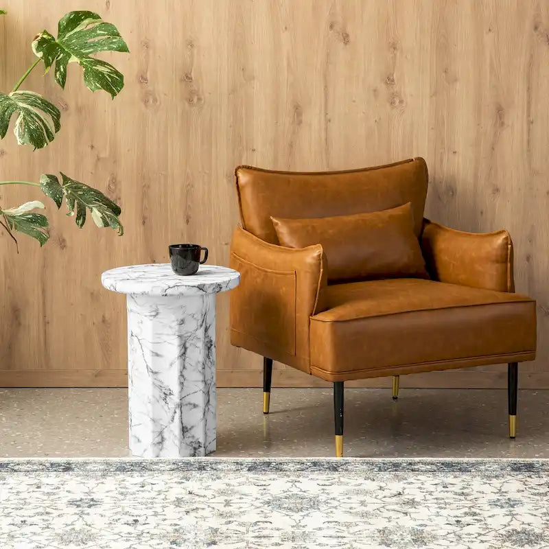20.75H Modern Faux Marble Side Table
