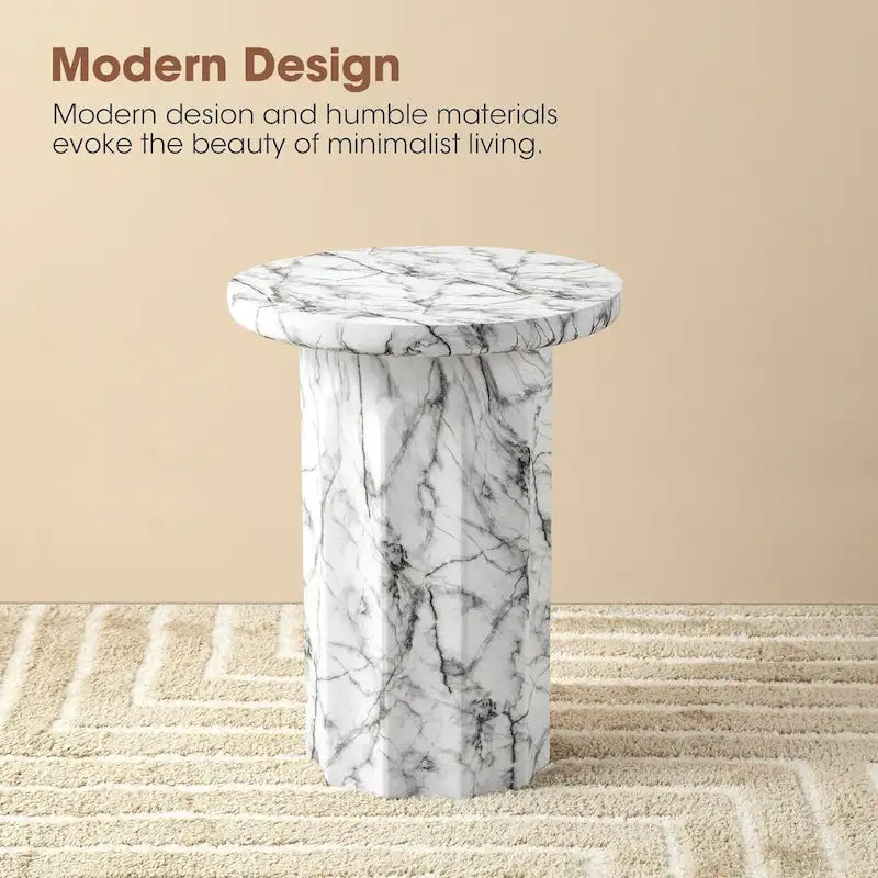 20.75H Modern Faux Marble Side Table