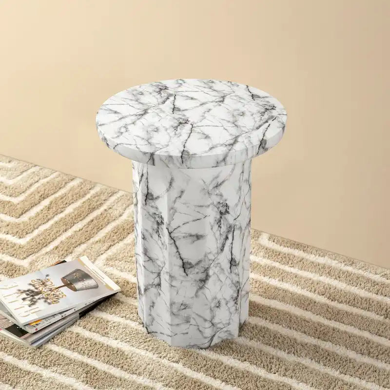 20.75H Modern Faux Marble Side Table