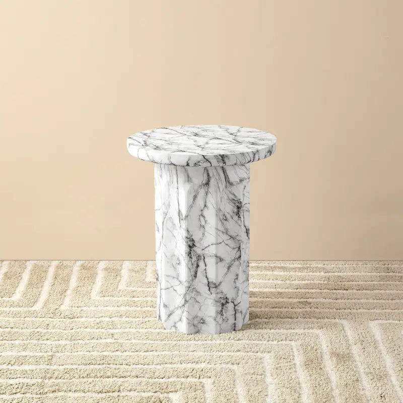 20.75H Modern Faux Marble Side Table