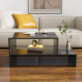 Modern Minimalist Stylish Coffee Table Double Layer Coffee Table with Open Storage, for Living Room, Black