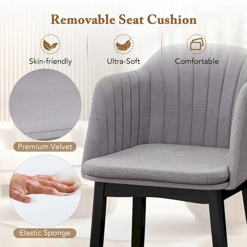 2PCS Modern Dining Chairs Upholstered Velvet Accent Chairs w