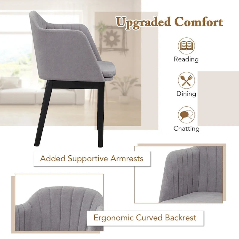 2PCS Modern Dining Chairs Upholstered Velvet Accent Chairs w