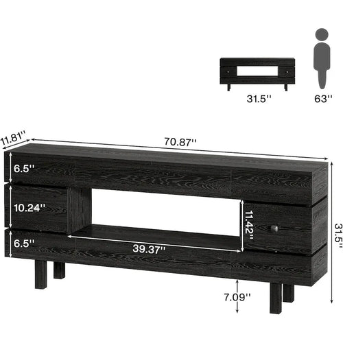 Konsolentisch mit 71 Inches, Schubladen und Stauraum, 2-stufiger Konsolentisch im Landhausstil für den Eingangsbereich mit Ablagefläche