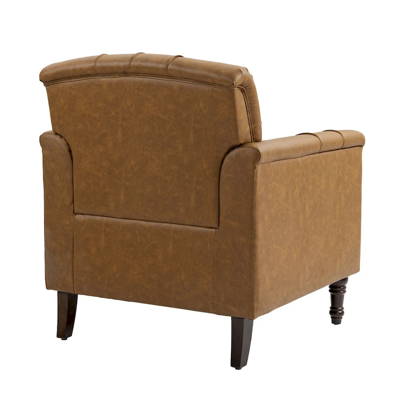 PU Leather Tufted Accent Chair with Nailhead Trim Armchair