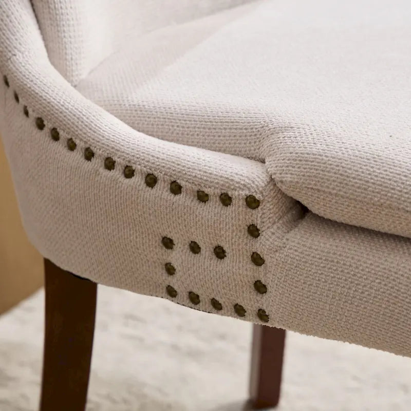 Modern Dining Chairs Set of 2,Chenille Upholstered Dining Chairs,Living Room Accent Leisure Chairs with Curved Solid Wood Legs