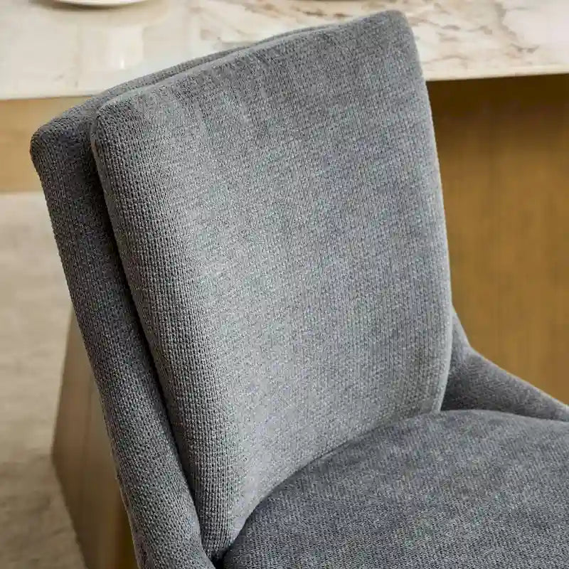 Modern Dining Chairs Set of 2,Chenille Upholstered Dining Chairs,Living Room Accent Leisure Chairs with Curved Solid Wood Legs