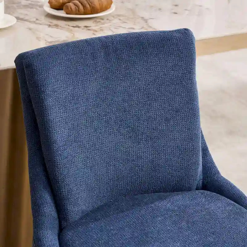 Modern Dining Chairs Set of 2,Chenille Upholstered Dining Chairs,Living Room Accent Leisure Chairs with Curved Solid Wood Legs
