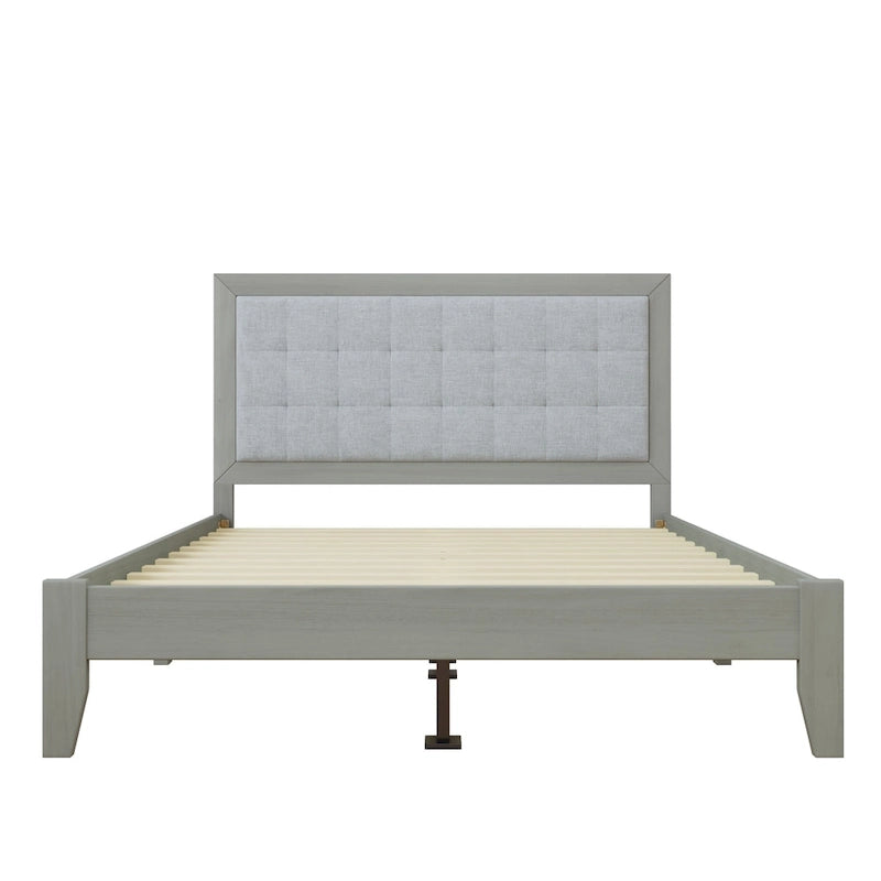 Solid Wood Platform Upholstered Headboard Queen Bed