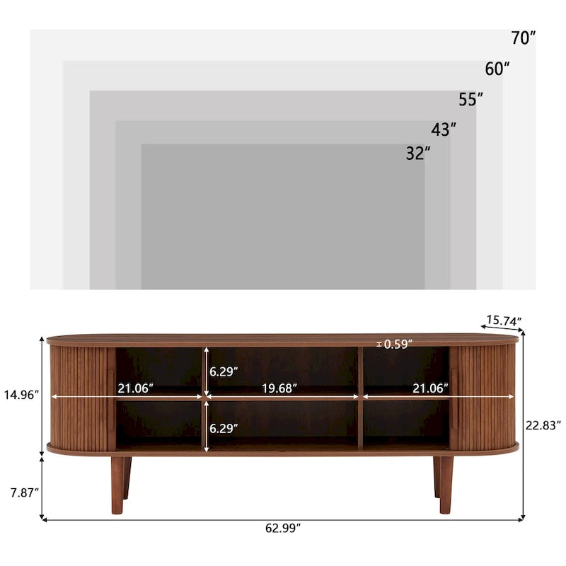 62.99in. Wood TV Stand For TVs up to 70in.