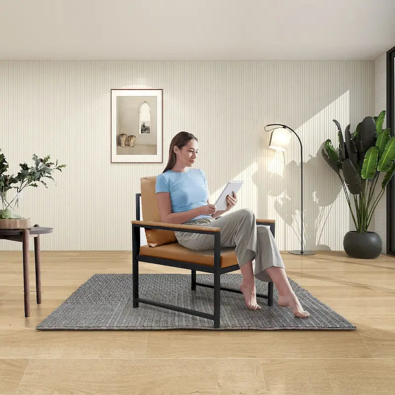 Modern 29.13 Arm Chair with Non-slip Adsorption Feet and Sturdy Metal Frame