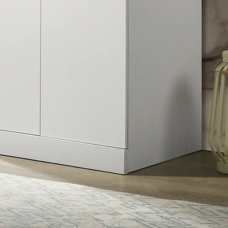 19 Modern Double-door Armoire with Storage Shelf and Hanging Rod for Bedroom