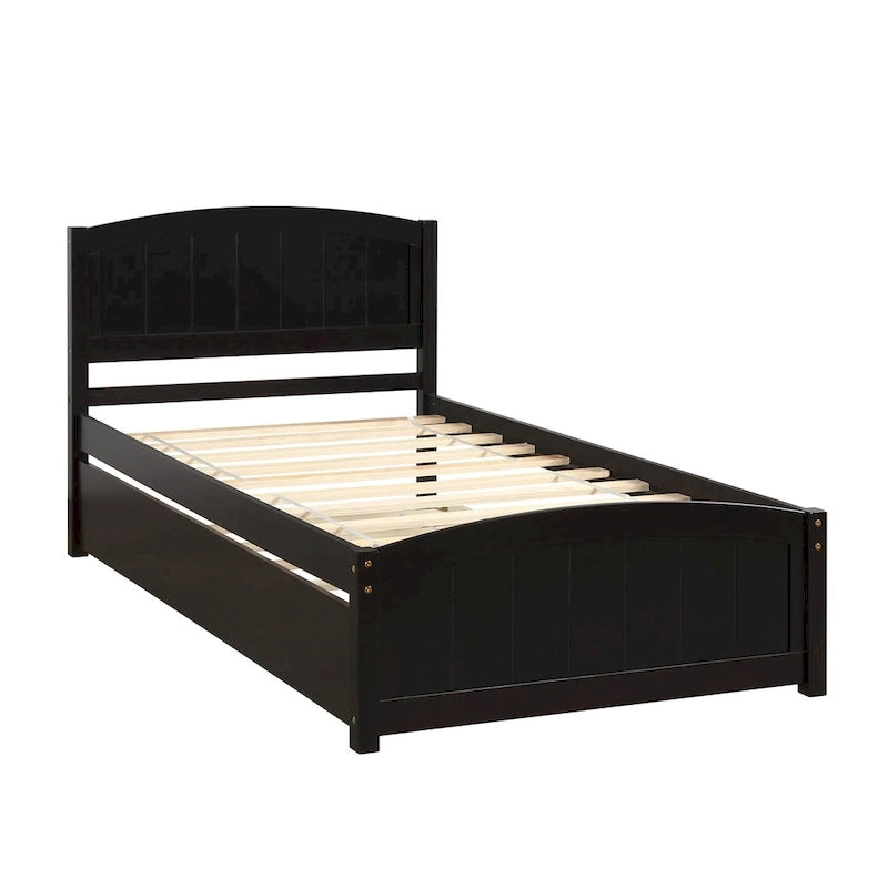 Twin Pine Platform Bed with Trundle & Headboard