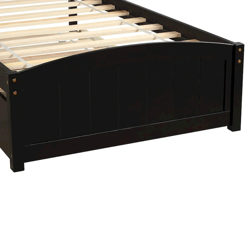 Twin Pine Platform Bed with Trundle & Headboard