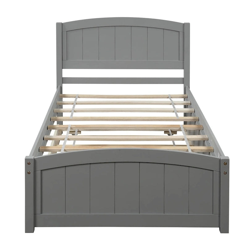 Twin Pine Platform Bed with Trundle & Headboard