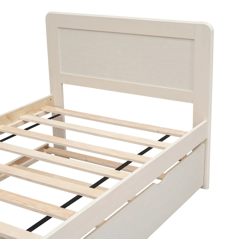 Twin Rubber Wood Platform Bed with Trundle