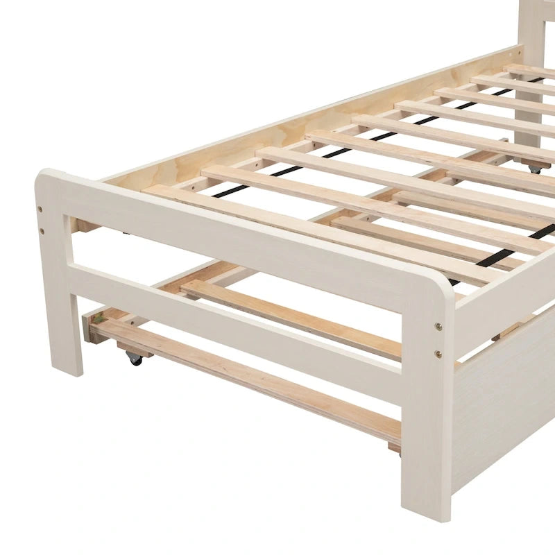 Twin Rubber Wood Platform Bed with Trundle
