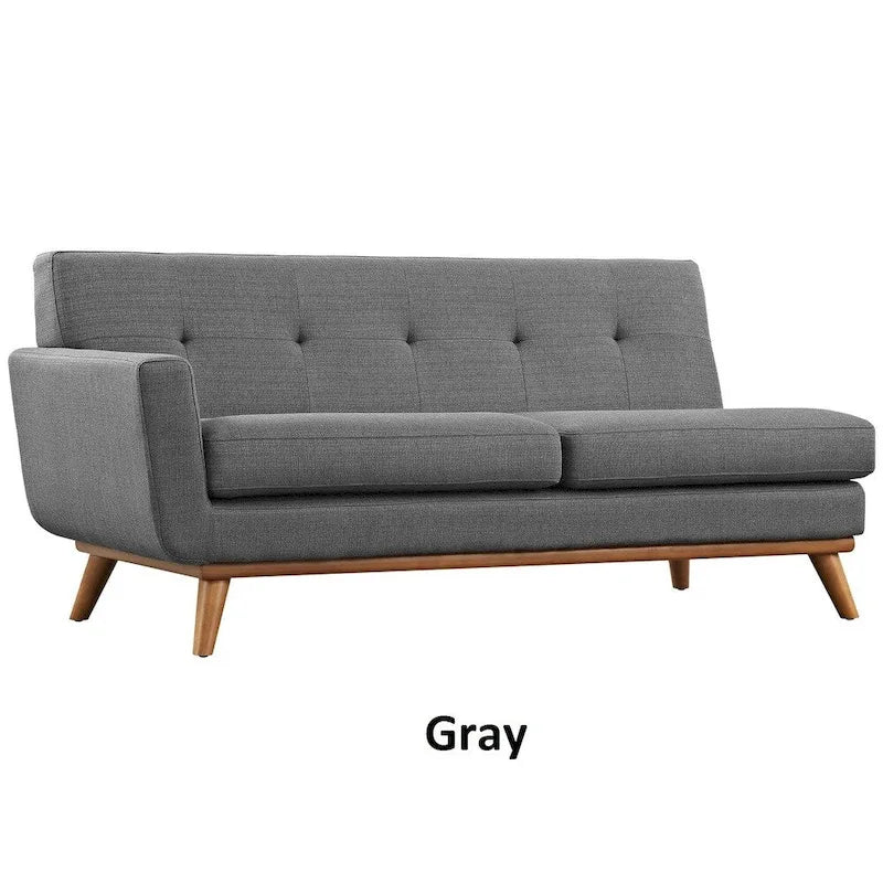 Mid-century Modern Upholstered Fabric Left-arm Loveseat, Azure