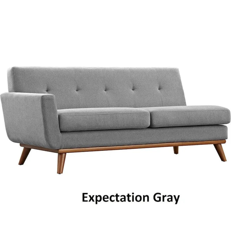 Mid-century Modern Upholstered Fabric Left-arm Loveseat, Azure