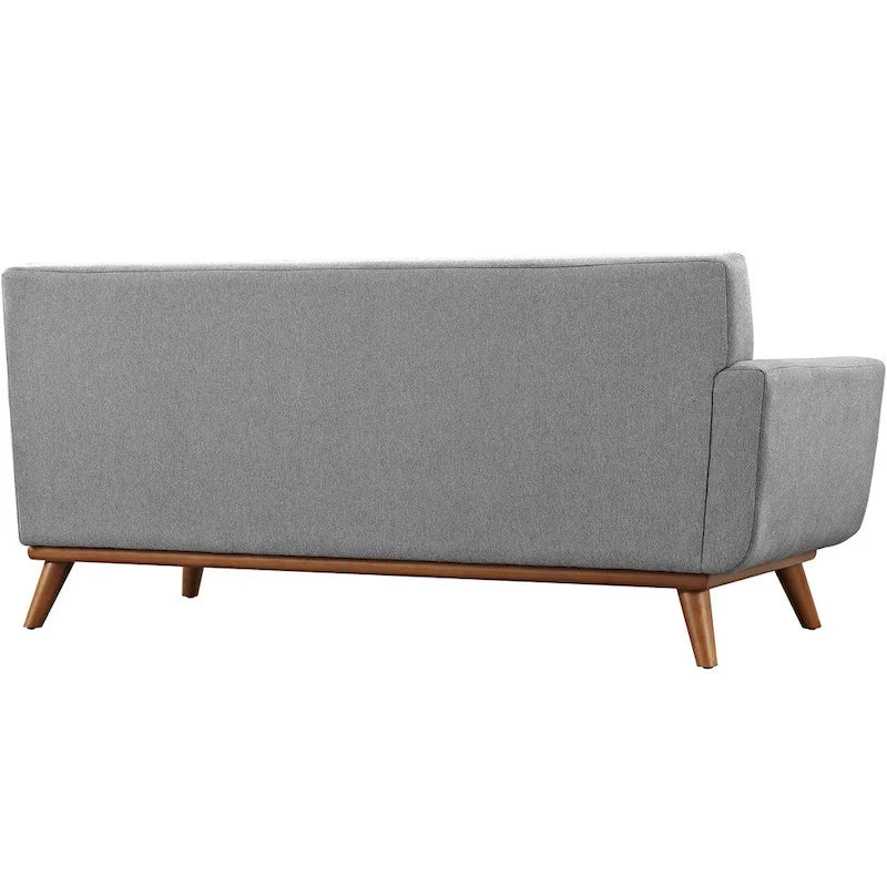 Mid-century Modern Upholstered Fabric Left-arm Loveseat, Azure