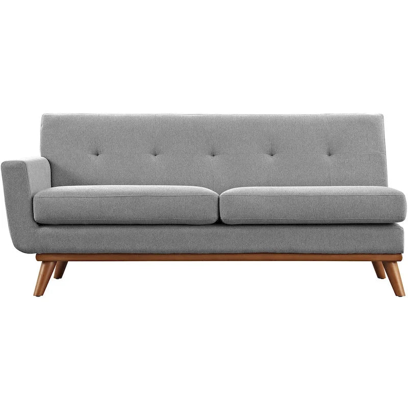 Mid-century Modern Upholstered Fabric Left-arm Loveseat, Azure