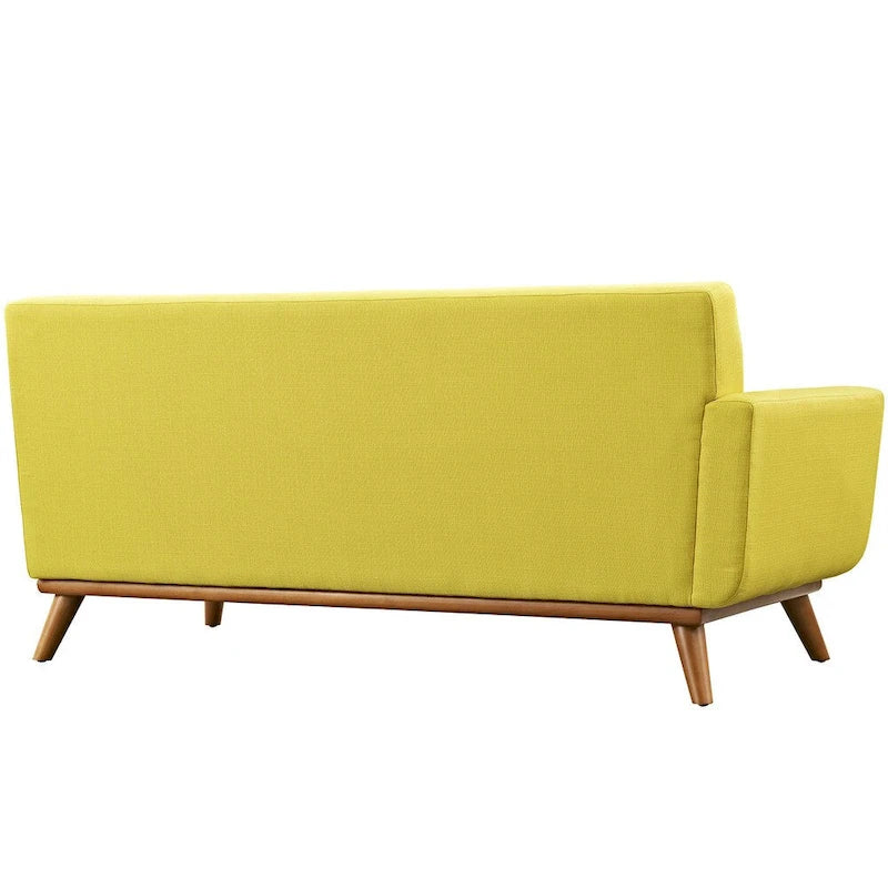 Mid-century Modern Upholstered Fabric Left-arm Loveseat, Azure