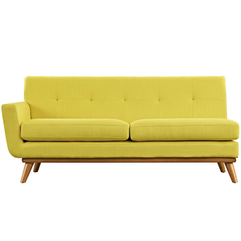 Mid-century Modern Upholstered Fabric Left-arm Loveseat, Azure
