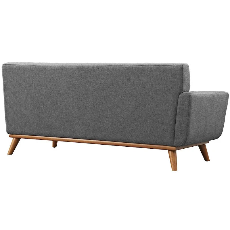 Mid-century Modern Upholstered Fabric Left-arm Loveseat, Azure