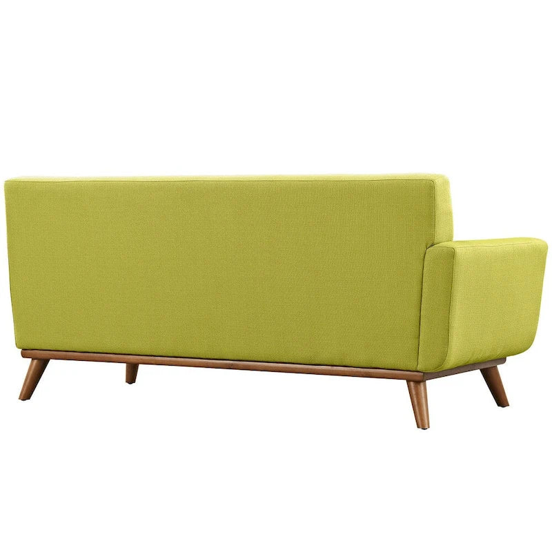Mid-century Modern Upholstered Fabric Left-arm Loveseat, Azure