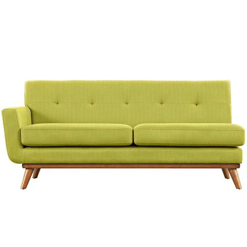 Mid-century Modern Upholstered Fabric Left-arm Loveseat, Azure
