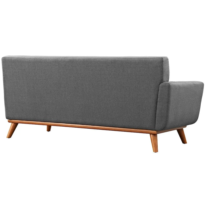 Mid-century Modern Upholstered Fabric Left-arm Loveseat, Azure