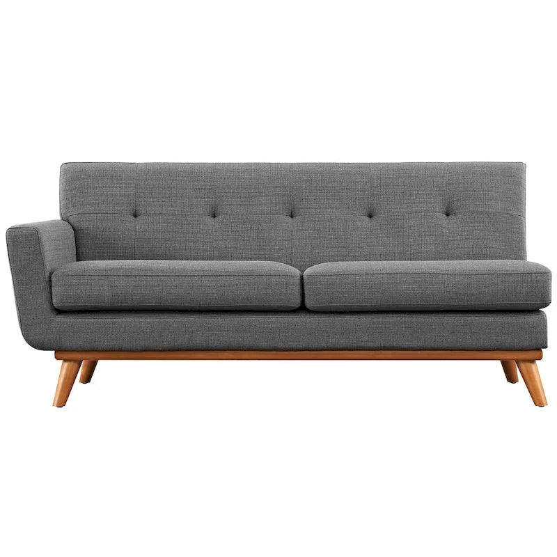 Mid-century Modern Upholstered Fabric Left-arm Loveseat, Azure