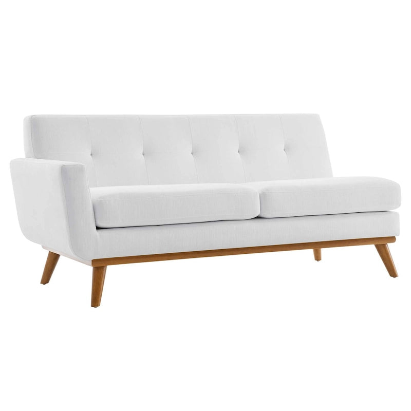 Mid-century Modern Upholstered Fabric Left-arm Loveseat, Azure