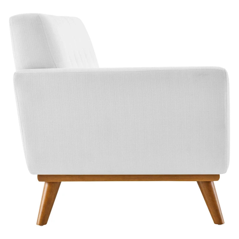 Mid-century Modern Upholstered Fabric Left-arm Loveseat, Azure