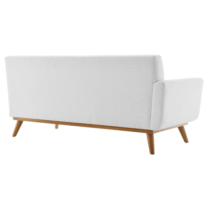 Mid-century Modern Upholstered Fabric Left-arm Loveseat, Azure