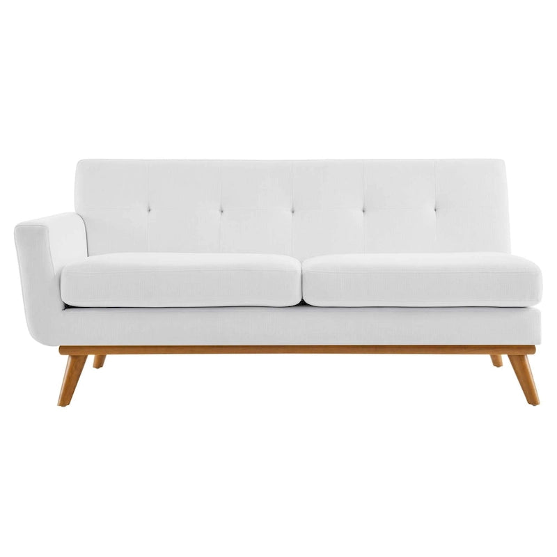 Mid-century Modern Upholstered Fabric Left-arm Loveseat, Azure