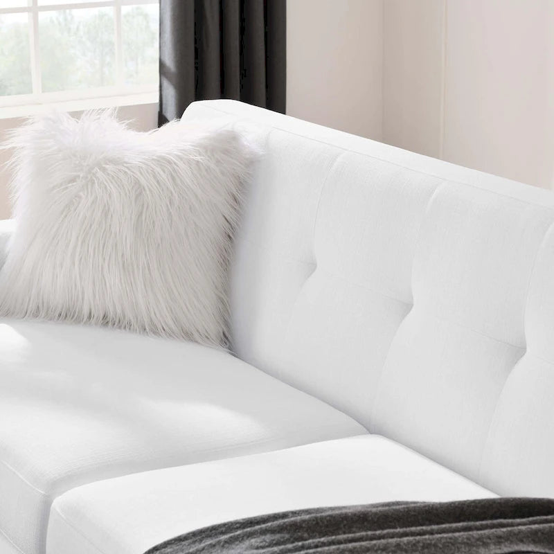 Mid-century Modern Upholstered Fabric Left-arm Loveseat, Azure
