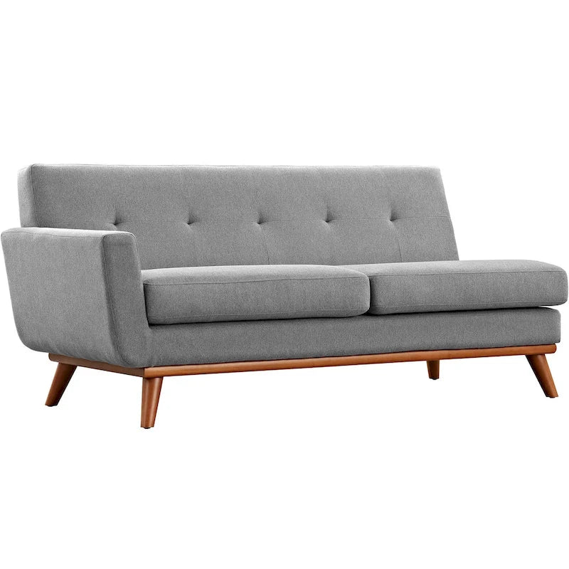 Mid-century Modern Upholstered Fabric Left-arm Loveseat, Azure